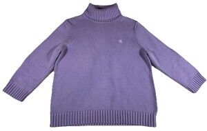 Ralph Lauren Vintage Hand Knit Sweater Periwinkle Purple 100% Cotton Large
